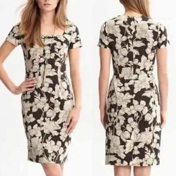 Banana Republic Sophia Floral Square Neck Sheath Dress 2 - Picture 1 of 6